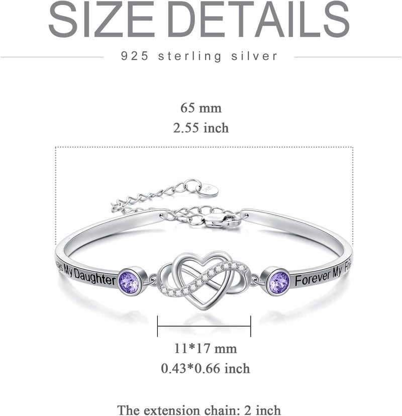 AOBOCO 925 Sterling Silver Adjustable Infinity Heart Bangle Bracelet for Sister Best Friend Daughter Mom Grandma Granddaughter Daughter in Law Godmother Goddaughter Stepmom Stepdaughter - Image 4